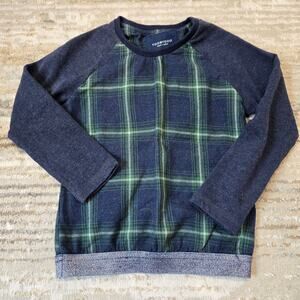 Tooby Doo New York Blue Green Plaid Long Sleeve Sweater Metalic Silver 3 Girls